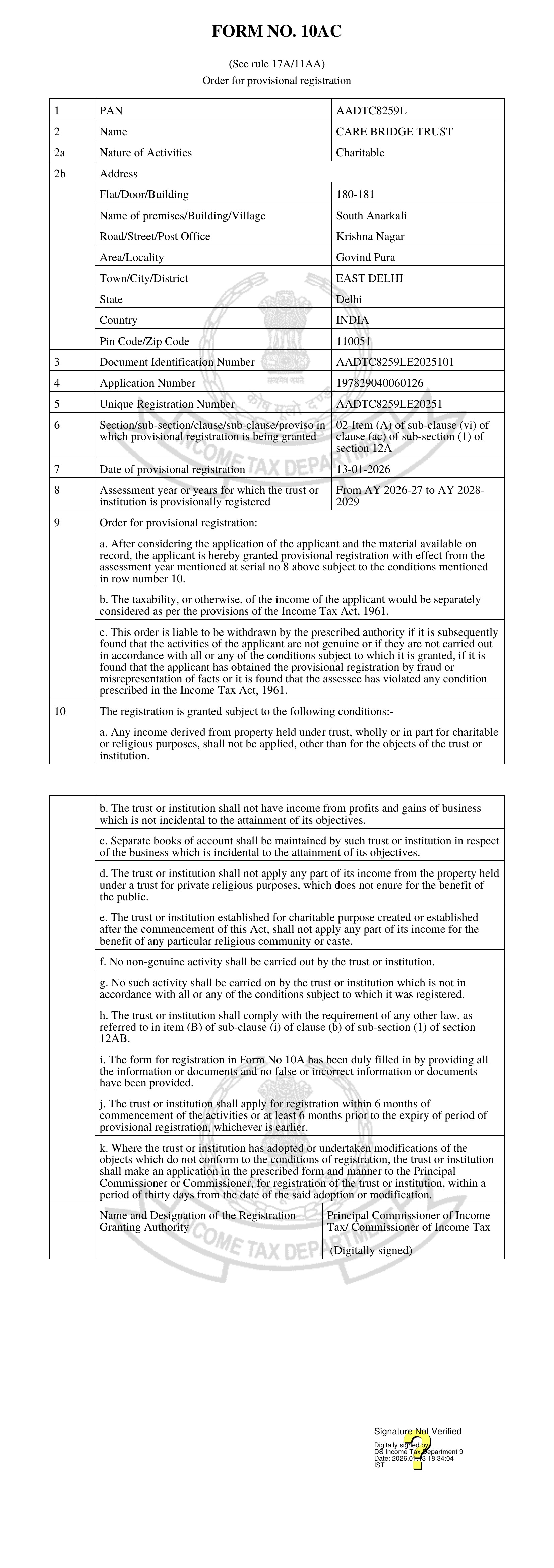 Provisional Registration